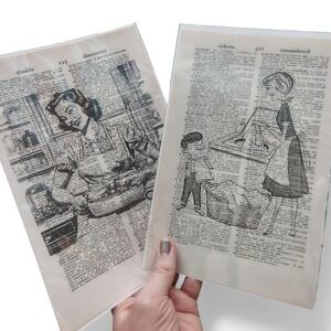 Retro Happy Housewife‎ Dictionary Prints Vintage Wall Art Domesticated Bliss 2